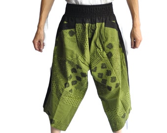 AHP Men's Japanese Style Pants One Size Green Japanese Design flower logo