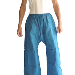Spodnie harlem, męskie czarne szorty, spodnie capri, spodnie genie, spodnie jogi, spodnie szamanki, odzież boho, spodnie funky, spodnie rybackie w kolorze morskim