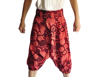 Yogahose Herren, Haremshose, Yoga-Shorts, Sommerhose, Herren Haremshose, Hose Herren japanische Hose One Size , Baggy Shorts , roter Kreis