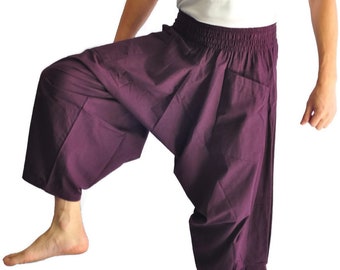 Calças estilo japonês masculinas AHP tamanho único violeta design japonês todas as cores