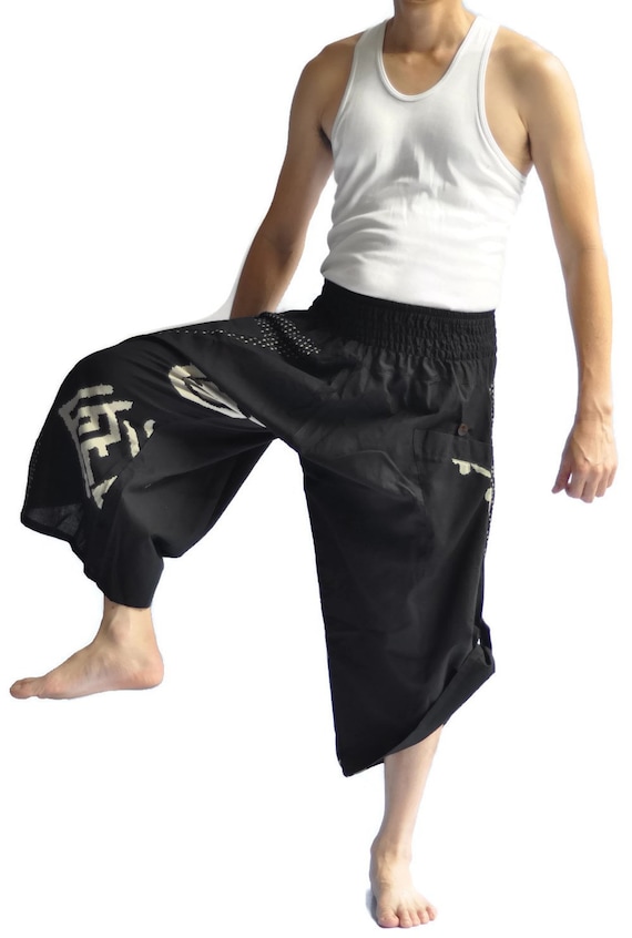 Thai Fisherman Pants Men's Japanese Style Pants One Size Black and White  Japanese Design 