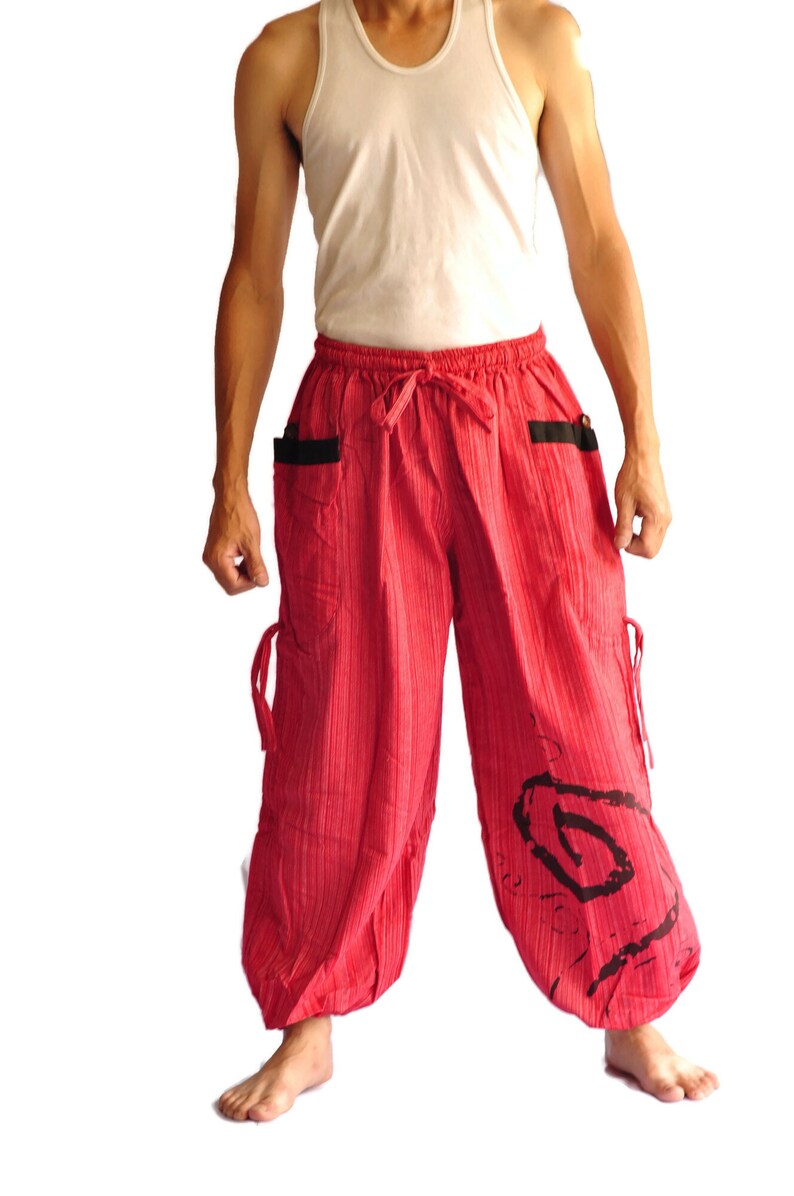 AHP Aladdin Harem Pants Men Japanese Style Pants One Size RED TALISMAN