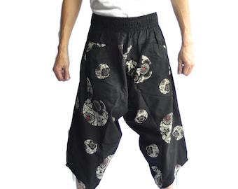 Haremshose Samurai Hose Herrenmode Haremshose Yogahose Lässige Baumwolle Böden Hakama, Harem, schwarze Hose, Herren Hose im japanischen Stil