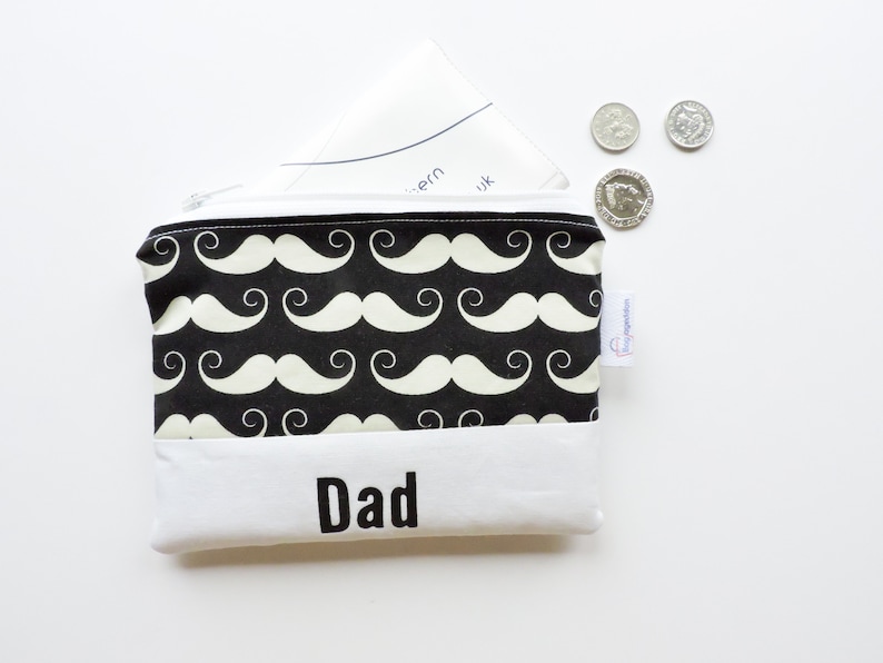 Black Moustaches Personalised Coin Purse