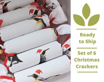 Eco Friendly Christmas Crackers, Handmade Set of Six Reusable Crackers, Plastic Free Yule Decorations
