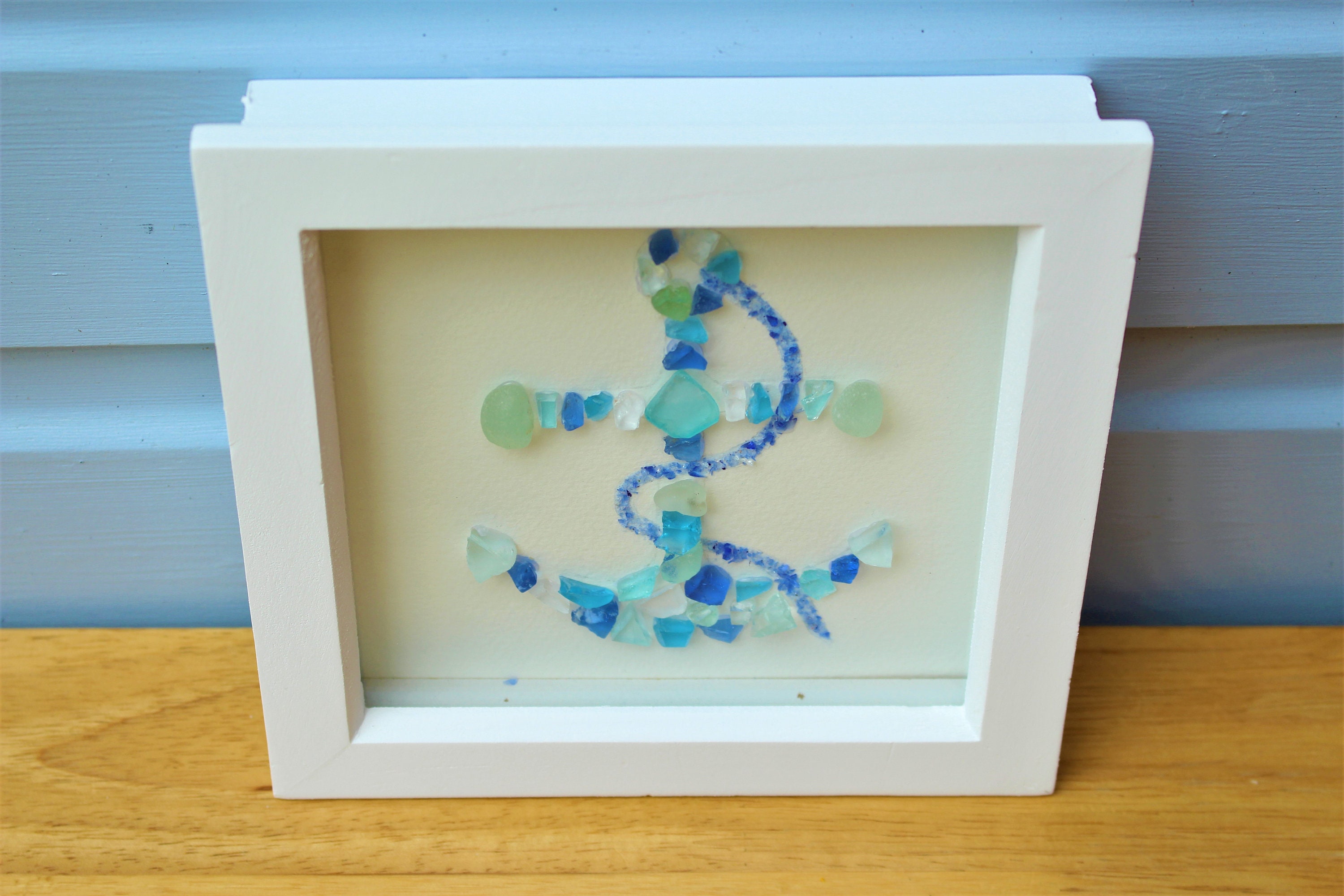 Fillable wooden letter sea glass decoration 