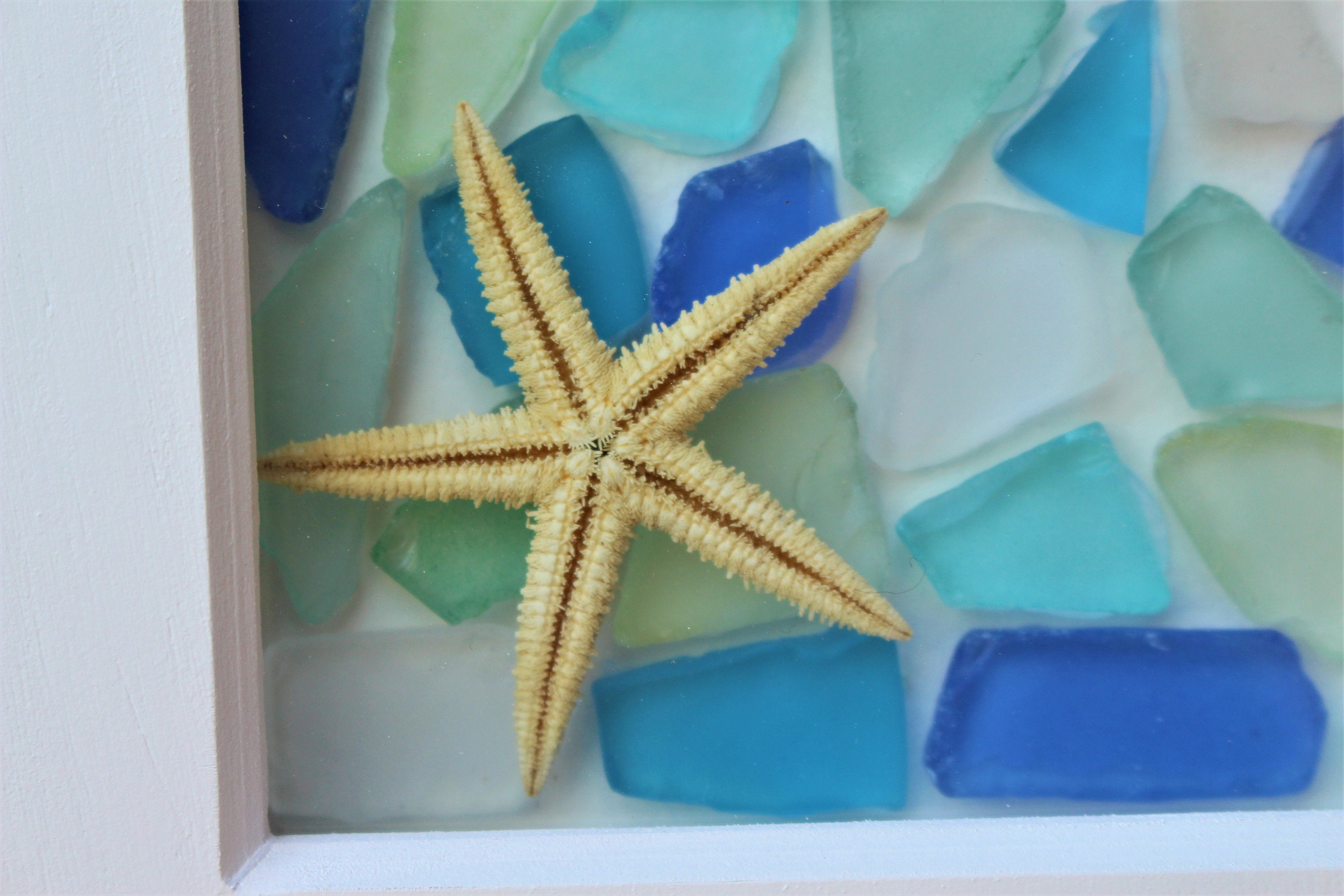Cornish Sea Glass and Starfish Wave Wall Art - Framed Coastal Decor ...