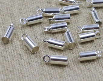 100 Endkappen Farbe antiksilber für Bänder bis ~ 3mm #S135