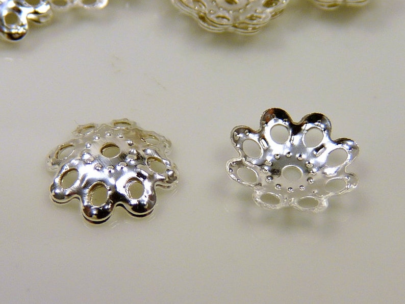 50 Perlenkappen Blume Silber 10mm Blütenkappen Bild 1