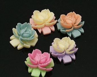 10 Cabochons - tweekleurig - bloemen bloemen 16 mm