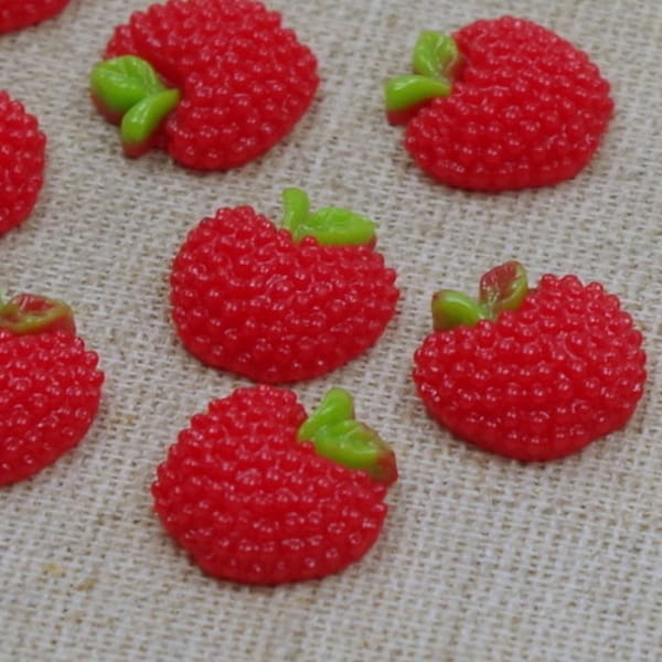 10 APFEL Cabochons 12x13mm - rot - Äpfelchen Cabos