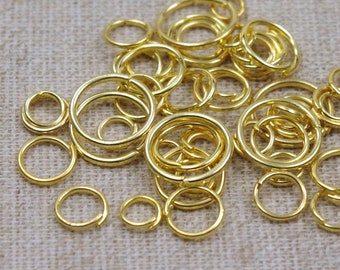 50 Biegeringe Mix - GOLD, Spaltringe 5 bis 11mm