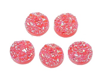 10 Druzy cabochons 12 mm-Pink-ab-Crystal