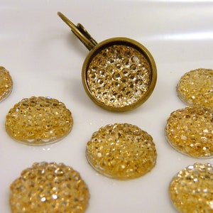 20 Glitter cabochons 12 mm-cream honey-studded