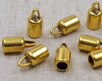 10 schlichte Endkappen mit Öse antik GOLD 14x7mm