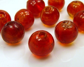 10 Silverfoil Beads Red-orange-10 mm