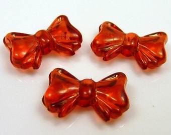 20 loops acrylic beads, red transparent 10 x 15 mm