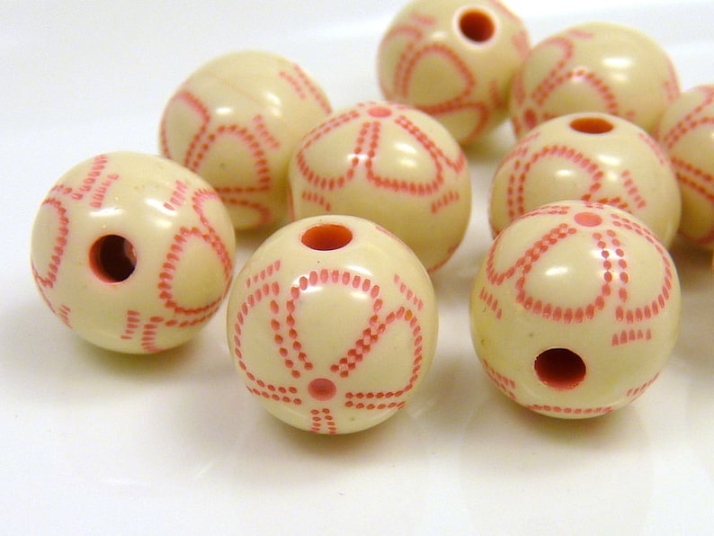 10 Perlen 12mm rosa creme Blümchen Bild 1