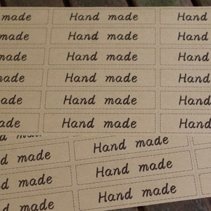 36 adesivi "Fatto a mano" - 7 x 1,5 cm - carta kraft marrone