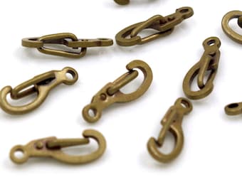 10 besondere Karabiner bronze 14x5mm - schlicht