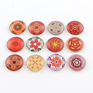 10 GLASS cabochons 12 mm "Indian Summer"