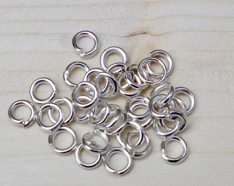 50 anillos de flexión pequeños - 4 mm - PLATA - anillos divididos - plata