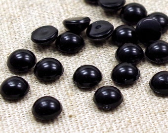 20 Cabochons  - 6mm - schwarz, black - Kuppeln