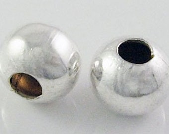 50 metal beads, 8 mm, round beads, silver balls