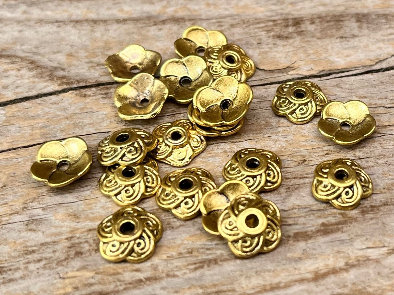 100 Pack 10mm Alloy Metal Bead Caps, Floral Design, Mixed Color, Flower Bead  Caps, Jewelry Making Bead Accents, For Round Beads, 2mm Hole