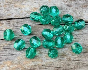 20 Bohemian glass beads 5 mm - sea green, green turquoise - glass beads