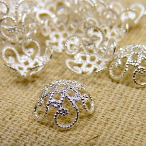 20 bouchons de perles en filigrane 11 mm SILVER casquettes perlières image 2