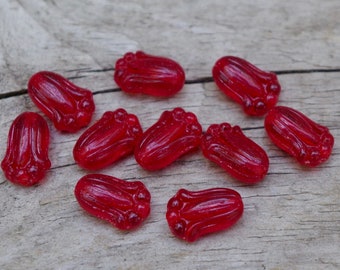 10 böhmische Glasblumen 12x8mm  rot blutrot  Tulpen