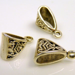 20 pendant loops Tibetan silver 15 x 10 mm decorated