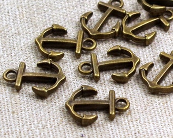 10 Anhänger ANKER  Antik BRONZE - maritim - Charms - 15mm