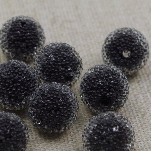 10 delicate beads &quot;ICEBERRIES&quot; 11 mm BLACK