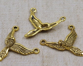 10 Verbinder Vogel - ANTIK GOLD - 32x28mm - bird