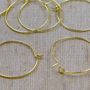 10 hoop earrings blanks - 25 mm - GOLD earrings