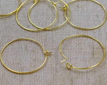 10 hoop earrings blanks - 25 mm - GOLD earrings