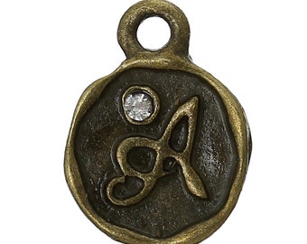 1 pendant letter "A"-bronze-round-10 mm