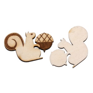 5 scoiattoli IN LEGNO - 4,6 x 3 cm - cabochon NATURALI