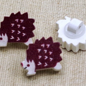 10 Wooden Buttons-Hedgehog-19 x 15 mm-Hedgehog buttons image 1