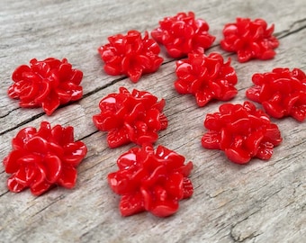 10 Cabochons BLUMEN  15x13mm Blumenbouquet - rot - Blüten