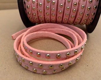 1m (2,50EUR/m) NIETEN Veloursband - 5mm - ROSA Gold WILDLEDER hellrosa