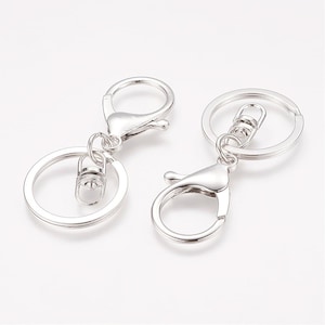 2 key rings with carabiner PLATINUM COLORS - 68 x 30 mm - Platinum