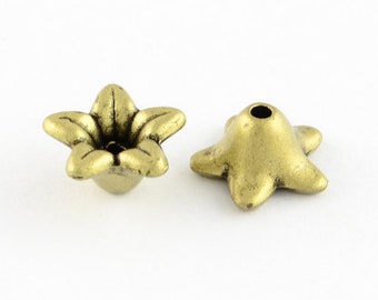 50 Perlenkappen BRONZE  8,5x4,5mm - Blüten-Kelche