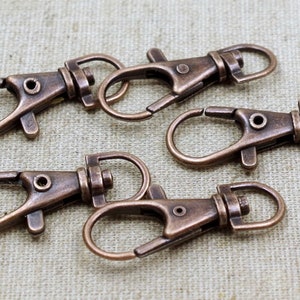 5 X Karabiner 35mm - KUPFER - Anhänger - drehbar