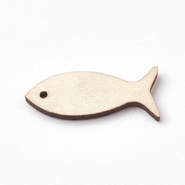 10 WOODEN fish - wooden fish - herring - natural - wooden fish - 30x13x2.5 mm