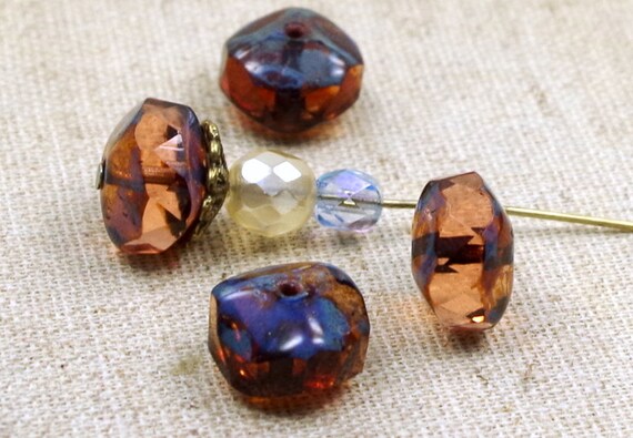 10x8mm 10 Stück hellgrau Rondell Glasschliffperle