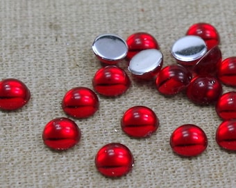 20 Cabochons  - 6mm - rot - Kuppeln