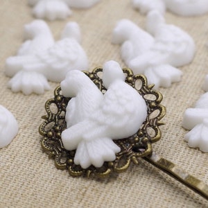 10 cabochons - DOVES - blanc - 22 x 17 mm amoureux - colombes